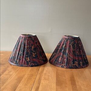 Pair of Vintage Paisley Patterned Lamp Shades, Set of Two